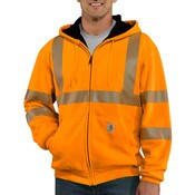 Carhartt Class 3 Hi-Vis Zip-Front Thermal-Lined Sweatshirt in Bright Orange